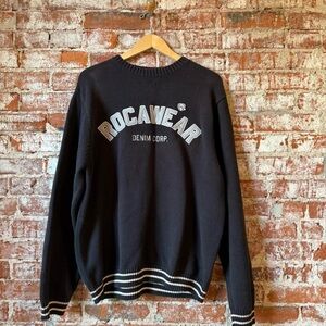 Rocawear Black Crewneck Sweater with White Accents